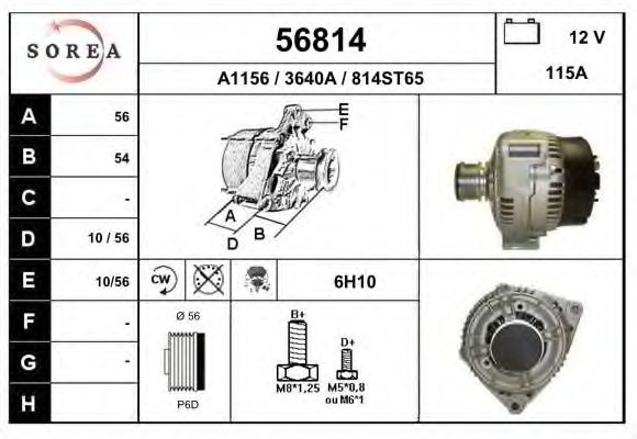 EAI 56814 Генератор для MERCEDES-BENZ SPRINTER 3-T (Мэрcэдэс-бэнз Спринтэр 3-т) EAI 56814 Генератор для MERCEDES-BENZ SPRINTER 3-T (Мэрcэдэс-бэнз Спринтэр 3-т)