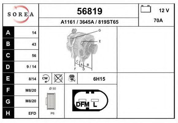 EAI 56819 Генератор для VOLKSWAGEN LUPO (Фольксваген Лупо) EAI 56819 Генератор для VOLKSWAGEN LUPO (Фольксваген Лупо)