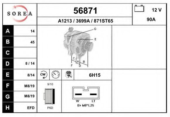 EAI 56871 Генератор для VOLKSWAGEN LUPO (Фольксваген Лупо) EAI 56871 Генератор для VOLKSWAGEN LUPO (Фольксваген Лупо)