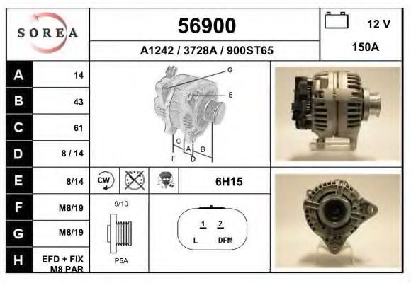 EAI 56900 Генератор для RENAULT GRAND SCNIC II (Рено Гранд сценик 2) EAI 56900 Генератор для RENAULT GRAND SCNIC II (Рено Гранд сценик 2)
