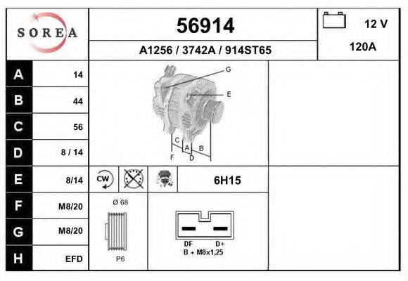 EAI 56914 Генератор для VOLVO (Вольво) EAI 56914 Генератор для VOLVO (Вольво)