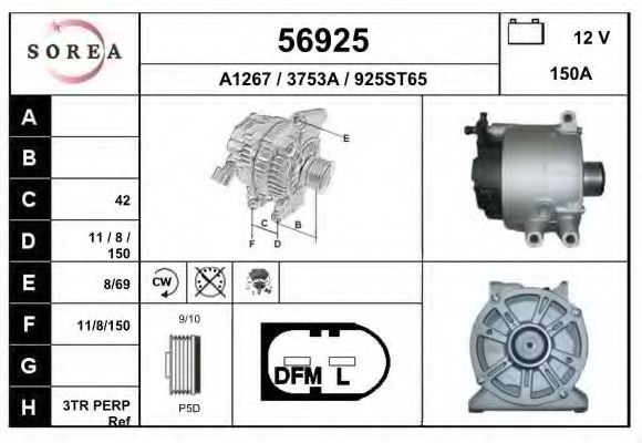 EAI 56925 Генератор для MERCEDES-BENZ A-CLASS (Мэрcэдэс-бэнз А класс) EAI 56925 Генератор для MERCEDES-BENZ A-CLASS (Мэрcэдэс-бэнз А класс)