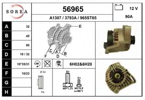 EAI 56965 Генератор для FIAT PALIO (Фиат Палио) EAI 56965 Генератор для FIAT PALIO (Фиат Палио)