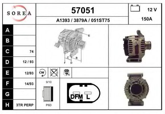 EAI 57051 Генератор для FORD TRANSIT NEO (Форд Трансит нэо) EAI 57051 Генератор для FORD TRANSIT NEO (Форд Трансит нэо)