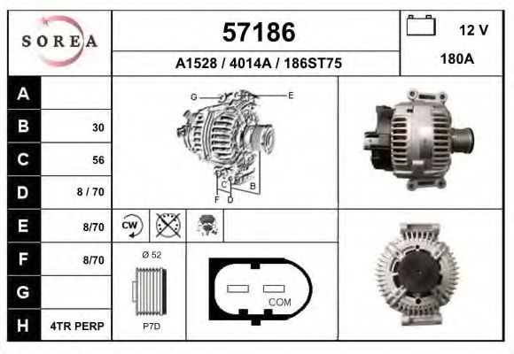 EAI 57186 Генератор для MERCEDES-BENZ GL-CLASS (Мэрcэдэс-бэнз Жл класс) EAI 57186 Генератор для MERCEDES-BENZ GL-CLASS (Мэрcэдэс-бэнз Жл класс)