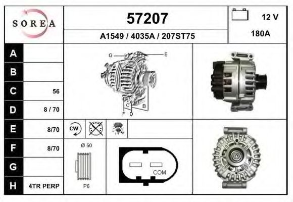 EAI 57207 Генератор для MERCEDES-BENZ GL-CLASS (Мэрcэдэс-бэнз Жл класс) EAI 57207 Генератор для MERCEDES-BENZ GL-CLASS (Мэрcэдэс-бэнз Жл класс)