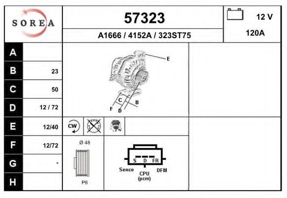 EAI 57323 Генератор для VOLVO (Вольво) EAI 57323 Генератор для VOLVO (Вольво)