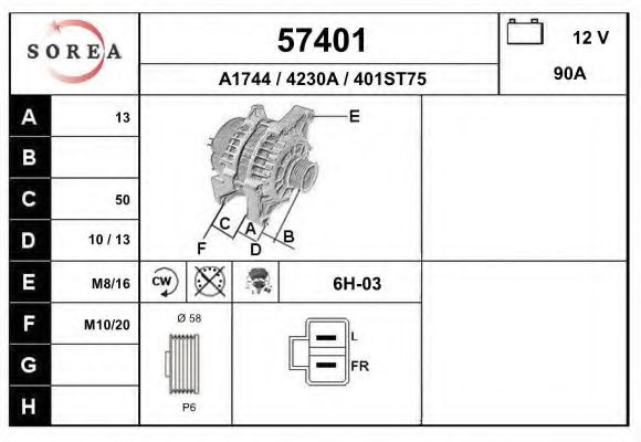 EAI 57401 Генератор для KIA (Киа) EAI 57401 Генератор для KIA (Киа)