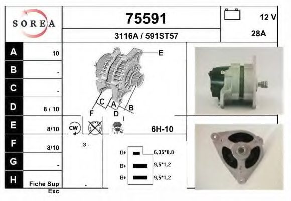 EAI 75591 Генератор для FORD TRANSIT (Форд Трансит) EAI 75591 Генератор для FORD TRANSIT (Форд Трансит)