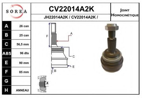EAI CV22014A2K Шарнирный комплект, приводной вал для AUDI (Ауди) EAI CV22014A2K Шарнирный комплект, приводной вал для AUDI (Ауди)
