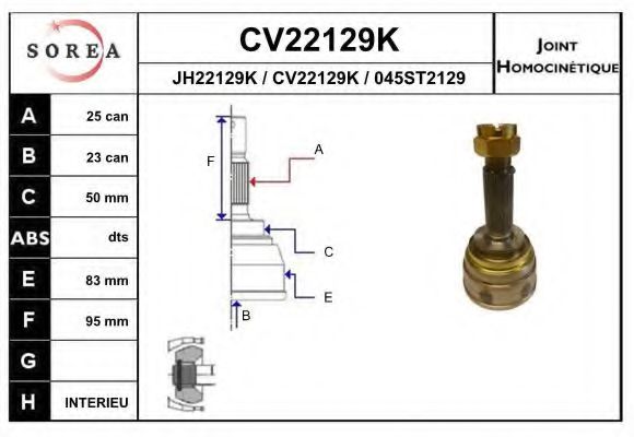 EAI CV22129K Шарнирный комплект, приводной вал для MITSUBISHI NIMBUS (Митсубиши/митсубиси Нимбус) EAI CV22129K Шарнирный комплект, приводной вал для MITSUBISHI NIMBUS (Митсубиши/митсубиси Нимбус)