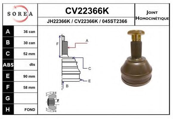 EAI CV22366K Шарнирный комплект, приводной вал для AUDI A2 (Ауди А2) EAI CV22366K Шарнирный комплект, приводной вал для AUDI A2 (Ауди А2)