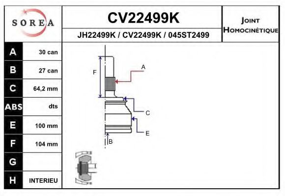 EAI CV22499K Шарнирный комплект, приводной вал для AUDI Q7 (Ауди Кью 7) EAI CV22499K Шарнирный комплект, приводной вал для AUDI Q7 (Ауди Кью 7)