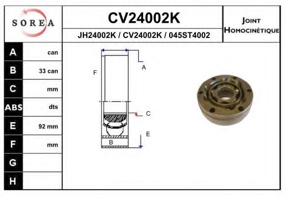 EAI CV24002K Шарнирный комплект, приводной вал для AUDI FOX (Ауди Фоx) EAI CV24002K Шарнирный комплект, приводной вал для AUDI FOX (Ауди Фоx)