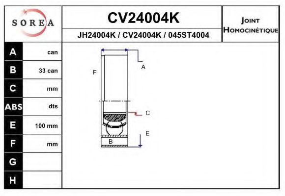 EAI CV24004K Шарнирный комплект, приводной вал для SEAT (Сеат) EAI CV24004K Шарнирный комплект, приводной вал для SEAT (Сеат)