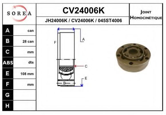 EAI CV24006K Шарнирный комплект, приводной вал для AUDI (Ауди) EAI CV24006K Шарнирный комплект, приводной вал для AUDI (Ауди)