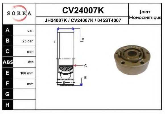 EAI CV24007K Шарнирный комплект, приводной вал для SEAT (Сеат) EAI CV24007K Шарнирный комплект, приводной вал для SEAT (Сеат)