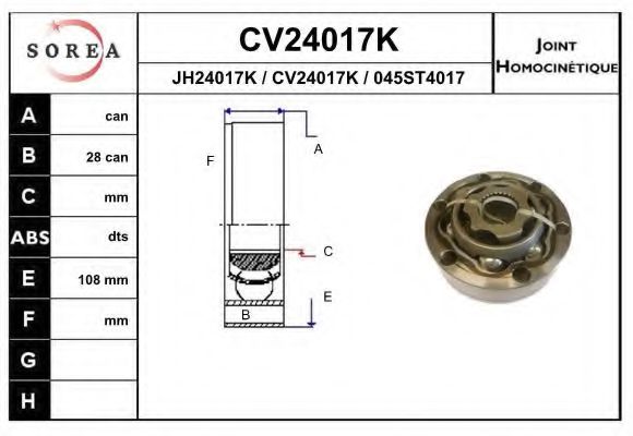 EAI CV24017K Шарнирный комплект, приводной вал для AUDI (Ауди) EAI CV24017K Шарнирный комплект, приводной вал для AUDI (Ауди)