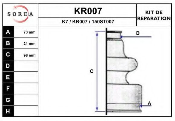 EAI KR007 Комплект пылника, приводной вал для MAZDA 626 III (Мазда 626 3) EAI KR007 Комплект пылника, приводной вал для MAZDA 626 III (Мазда 626 3)