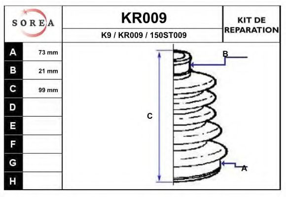 EAI KR009 Комплект пылника, приводной вал для PEUGEOT 106 II (Пежо 106 2) EAI KR009 Комплект пылника, приводной вал для PEUGEOT 106 II (Пежо 106 2)