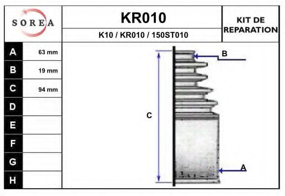 EAI KR010 Комплект пылника, приводной вал для PEUGEOT 106 II (Пежо 106 2) EAI KR010 Комплект пылника, приводной вал для PEUGEOT 106 II (Пежо 106 2)