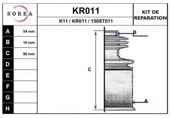 EAI KR011 Комплект пылника, приводной вал для PEUGEOT 106 II (Пежо 106 2) EAI KR011 Комплект пылника, приводной вал для PEUGEOT 106 II (Пежо 106 2)