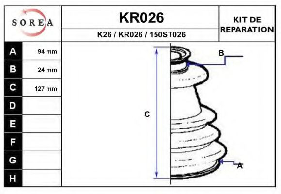 EAI KR026 Комплект пылника, приводной вал для NISSAN PRIMERA (Ниссан Примера) EAI KR026 Комплект пылника, приводной вал для NISSAN PRIMERA (Ниссан Примера)