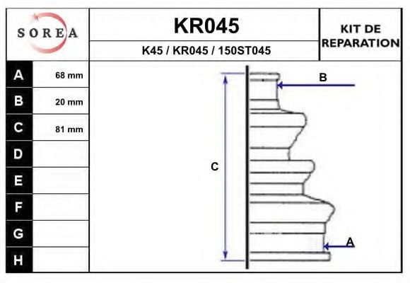 EAI KR045 Комплект пылника, приводной вал для SEAT (Сеат) EAI KR045 Комплект пылника, приводной вал для SEAT (Сеат)
