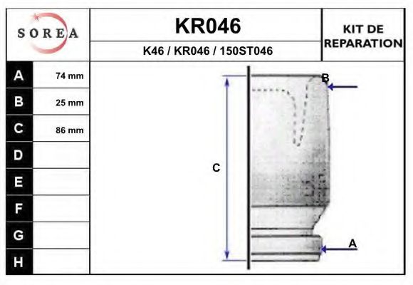EAI KR046 Комплект пылника, приводной вал для SEAT (Сеат) EAI KR046 Комплект пылника, приводной вал для SEAT (Сеат)