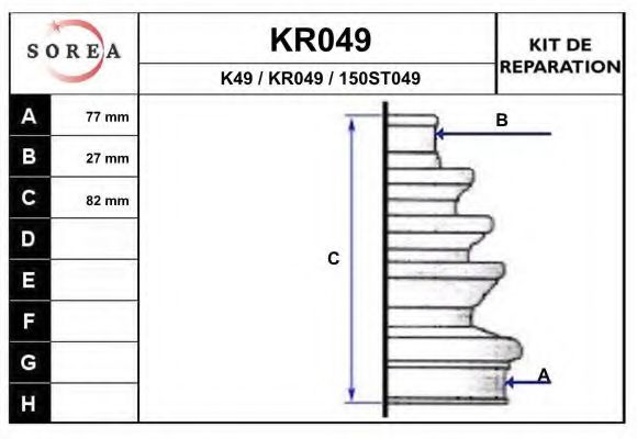 EAI KR049 Комплект пылника, приводной вал для SEAT (Сеат) EAI KR049 Комплект пылника, приводной вал для SEAT (Сеат)