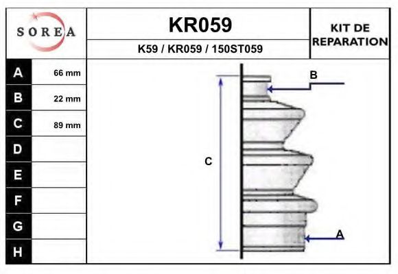 EAI KR059 Комплект пылника, приводной вал для ROVER (Ровер) EAI KR059 Комплект пылника, приводной вал для ROVER (Ровер)