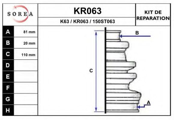 EAI KR063 Комплект пылника, приводной вал для FORD ORION II (Форд Орион 2) EAI KR063 Комплект пылника, приводной вал для FORD ORION II (Форд Орион 2)