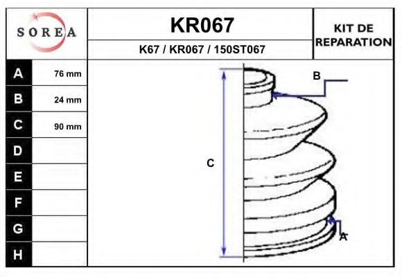 EAI KR067 Комплект пылника, приводной вал для KIA (Киа) EAI KR067 Комплект пылника, приводной вал для KIA (Киа)