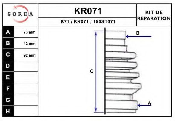 EAI KR071 Комплект пылника, приводной вал для SEAT (Сеат) EAI KR071 Комплект пылника, приводной вал для SEAT (Сеат)