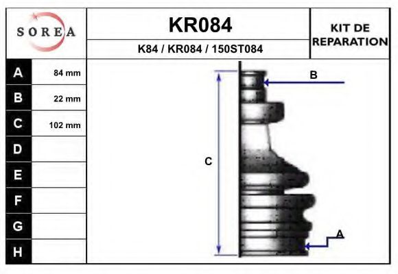 EAI KR084 Комплект пылника, приводной вал для CITROËN XSARA (CитроËн Ксара) EAI KR084 Комплект пылника, приводной вал для CITROËN XSARA (CитроËн Ксара)