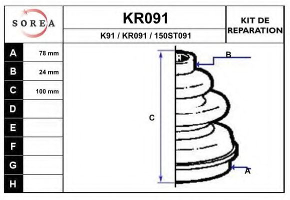 EAI KR091 Комплект пылника, приводной вал для CITROËN XSARA (CитроËн Ксара) EAI KR091 Комплект пылника, приводной вал для CITROËN XSARA (CитроËн Ксара)