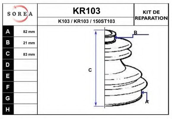 EAI KR103 Комплект пылника, приводной вал для AUDI 90 (Ауди 90) EAI KR103 Комплект пылника, приводной вал для AUDI 90 (Ауди 90)