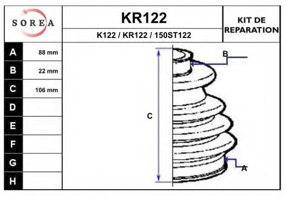 EAI KR122 Комплект пылника, приводной вал для ROVER 400 (Ровер 400) EAI KR122 Комплект пылника, приводной вал для ROVER 400 (Ровер 400)