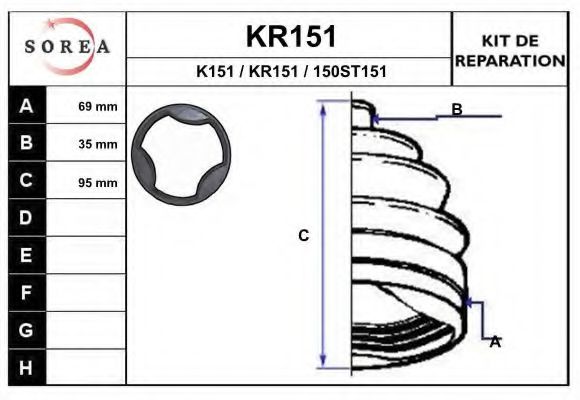 EAI KR151 Комплект пылника, приводной вал для CITROËN XSARA (CитроËн Ксара) EAI KR151 Комплект пылника, приводной вал для CITROËN XSARA (CитроËн Ксара)