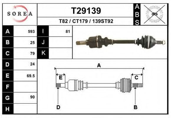 EAI T29139 Приводной вал для CITROËN XSARA PICASSO (CитроËн Ксара пикассо) EAI T29139 Приводной вал для CITROËN XSARA PICASSO (CитроËн Ксара пикассо)