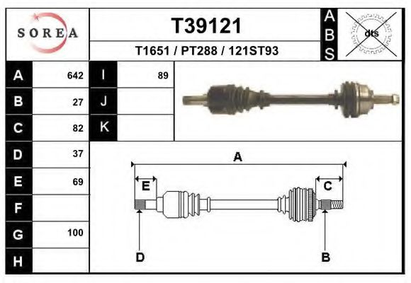 EAI T39121 Приводной вал для LANCIA PHEDRA (Лансиа/лянча Федра) EAI T39121 Приводной вал для LANCIA PHEDRA (Лансиа/лянча Федра)