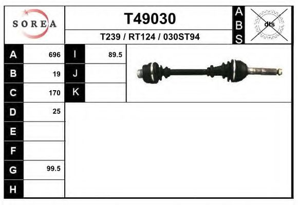 EAI T49030 Приводной вал для RENAULT ESTAFETTE (Рено Эстафэттэ) EAI T49030 Приводной вал для RENAULT ESTAFETTE (Рено Эстафэттэ)
