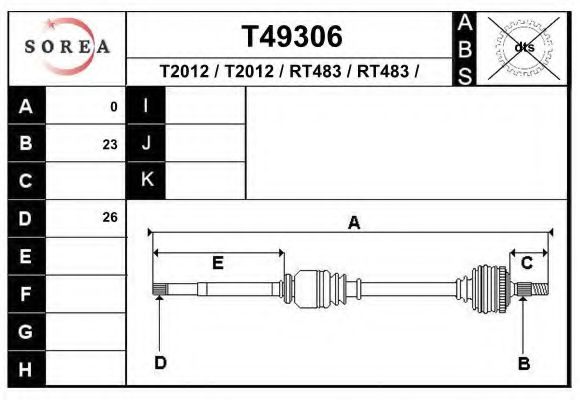 EAI T49306 Приводной вал для RENAULT TWINGO II (Рено Твинго 2) EAI T49306 Приводной вал для RENAULT TWINGO II (Рено Твинго 2)