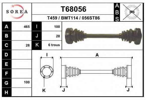 EAI T68056 Приводной вал для BMW (Бмв) EAI T68056 Приводной вал для BMW (Бмв)
