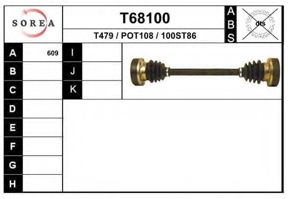 EAI T68100 Приводной вал для PORSCHE (Порше) EAI T68100 Приводной вал для PORSCHE (Порше)
