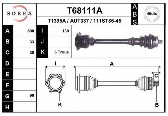 EAI T68111A Приводной вал 