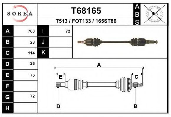 EAI T68165 Приводной вал 