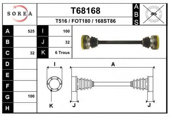 EAI T68168 Приводной вал для FORD GRANADA (Форд Гранада) EAI T68168 Приводной вал для FORD GRANADA (Форд Гранада)