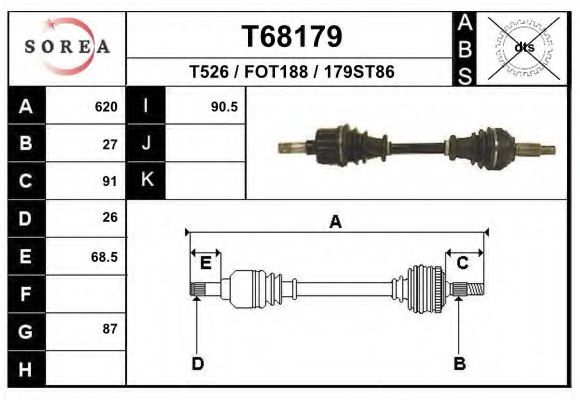 EAI T68179 Приводной вал для FORD MONDEO (Форд Мондэо) EAI T68179 Приводной вал для FORD MONDEO (Форд Мондэо)