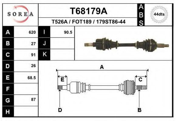 EAI T68179A Приводной вал для FORD MONDEO (Форд Мондэо) EAI T68179A Приводной вал для FORD MONDEO (Форд Мондэо)